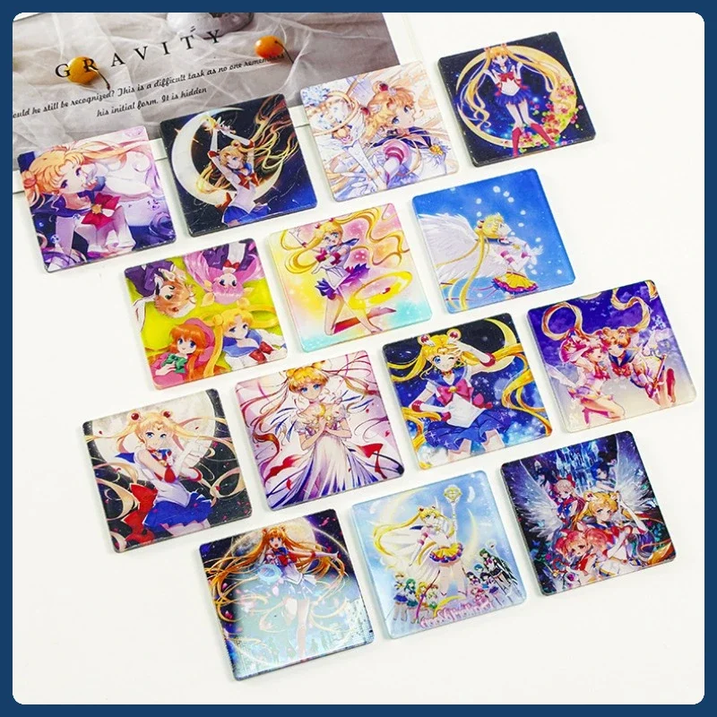 Cartoon Anime Sailor Moon Acrylic Patch 4cm 8cm Square Piece Handmade DIY Keychain Charms PP Clip Accessories Material Wholesale