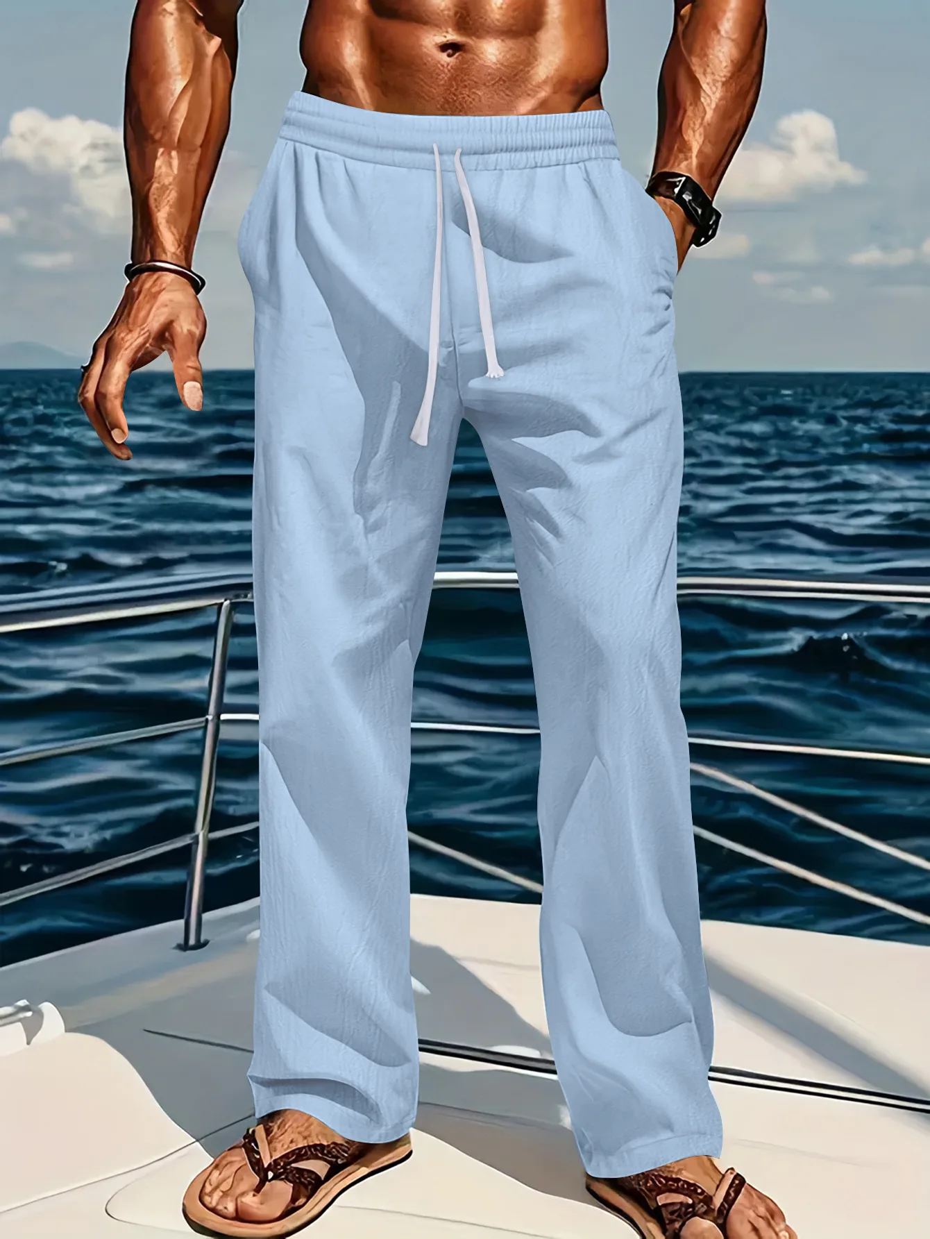 New linen loose And Comfortable Men's Breathable And Fashionable Cotton And linen Long Pants, Fitness Yoga jogging Sports Pants