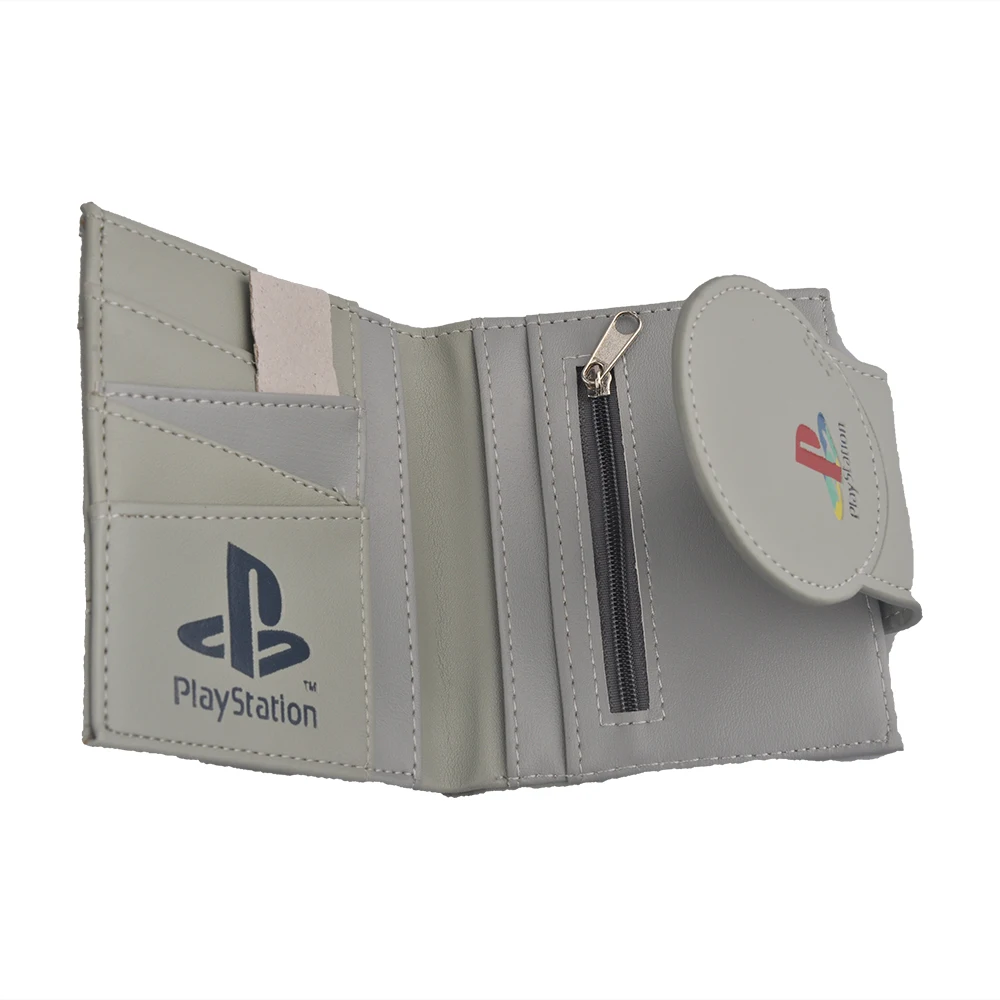 Portefeuille à deux volets avec motif de manette de jeu, console Playstation 4 classique, design en forme, poche à monnaie, porte-cartes, sac à main court, cadeau de qualité