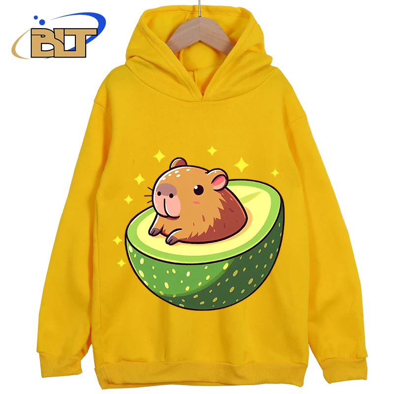 Cabybara printed children\'s clothing for boys and girls new yellow hoodie for children classic sportswear