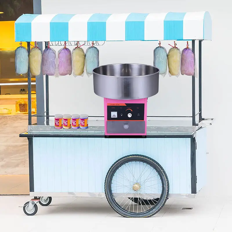 Commercial Cotton Candy Machine with Cover Electric Candy Floss machine with Stainless Steel Bowl Sugar Scoop and Storage Drawer