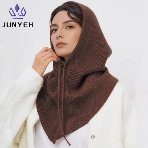 Gorro de pasamontañas de invierno, bufanda para mujer, gorros tejidos con capucha, gorros cálidos de una pieza con cuello para exteriores, gorros para niñas