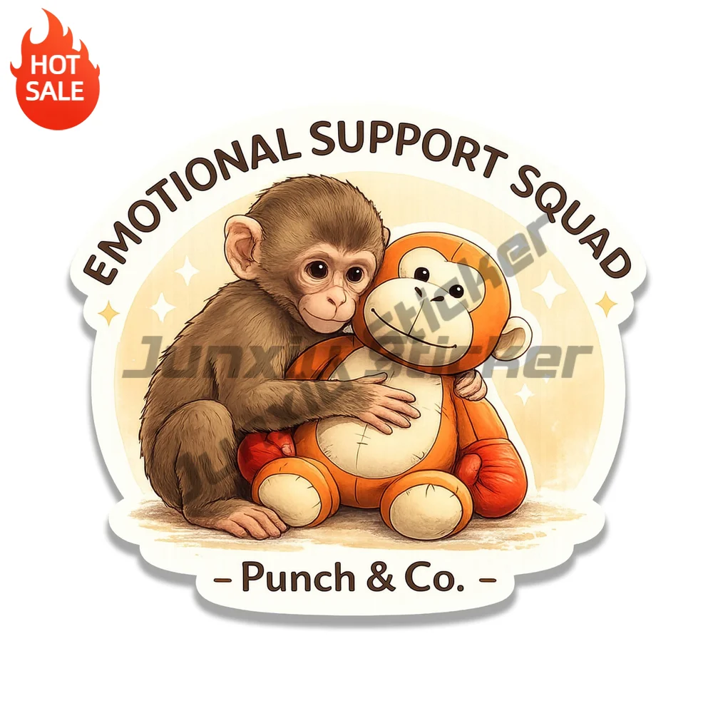 Baby Monkey Emotional Support Squad Vinyl Car Sticker Waterproof Decal for Car Window and Laptop Decorative Graphic