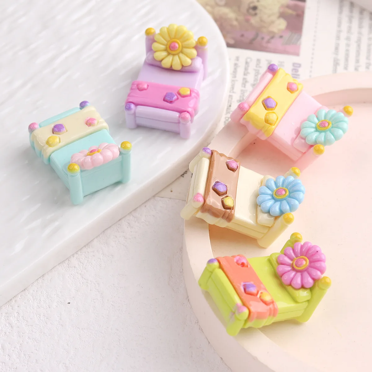

Kawaii Little Flower Bed Resin Cabochon 10pcs Resin Flatbacks for DIY Jewelry Making Wholesale Scrapbook Decoration Accessory