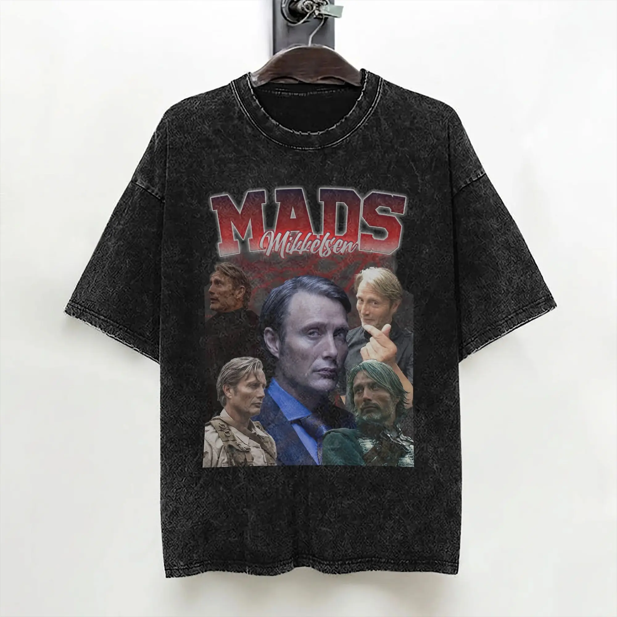 Mads Mikkelsen T Shirt Washed Short Sleeve Street T-Shirt  Retro for Men Women Streetwear Printed Tees