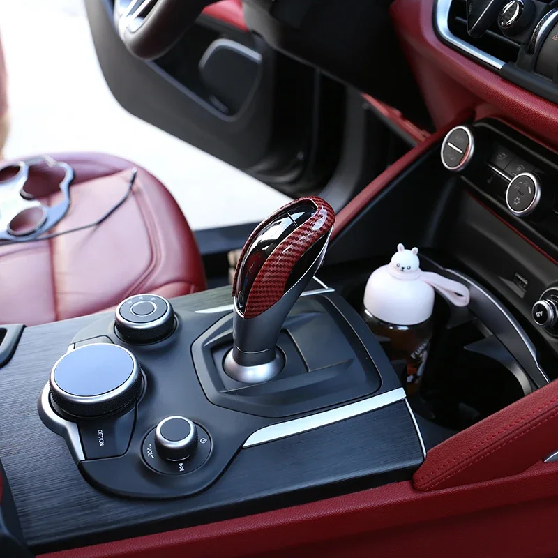 ABS Carbon Style Car Interior Gear Shifter Knob Frame Cover Trim For Alfa Romeo Stelvio Giulia 2017-2019 Interior Accessories