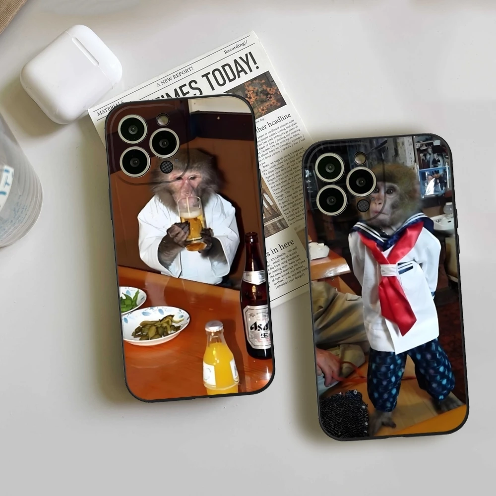 Funny Monkey Phone Case For iPhone 16 15 14 13 12 11 Pro Max Mini X XS SE 7 Plus 16E Shockproof Cute Animal Silicone Soft Cover