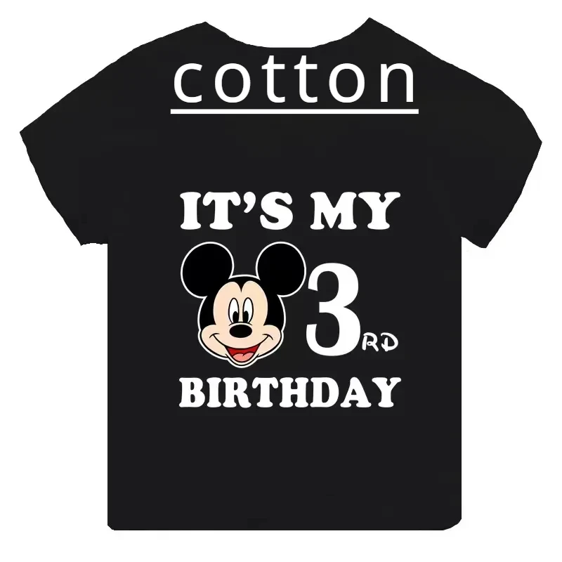 Children Clothes Tops Mickey Mouse Birthday Number Cotton T-shirt Kawaii Clothes for Girls Kid T Shirt Anime Cartoons Baby Tees