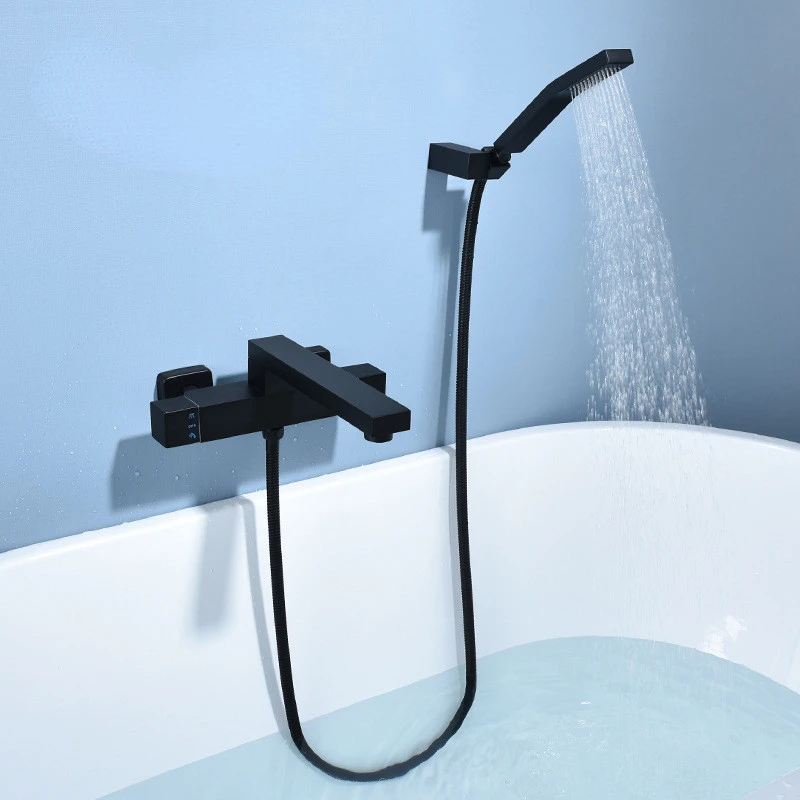 

Bathroom Shower Faucet Set Wall Mounted Black Shower Faucet, Bathroom Cold and Hot Bath and Shower Mixer Taps Brass