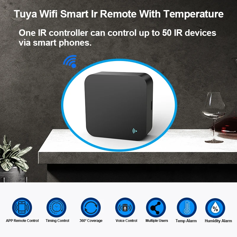 Smartlife Wifi Ir Afstandsbediening Met Temperatuur En Vochtigheid Sensor Voor Airconditioner Ac Tv Dvd Ondersteuning Yandex Google Thuis