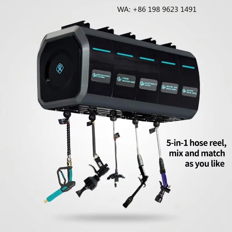 5 in 1 Integrated High-Pressure Commercial Car Wash Station Equipment Water Air  Foam Integrated Hose Reel System