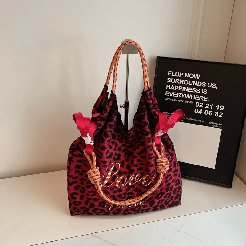 Übergroße Umhängetaschen mit Leopardenmuster für Damen, verformbar, VELOUR, große Kapazität, Einkaufstaschen, 2025, Winter, neue Luxus-Handtaschen – Detail 24