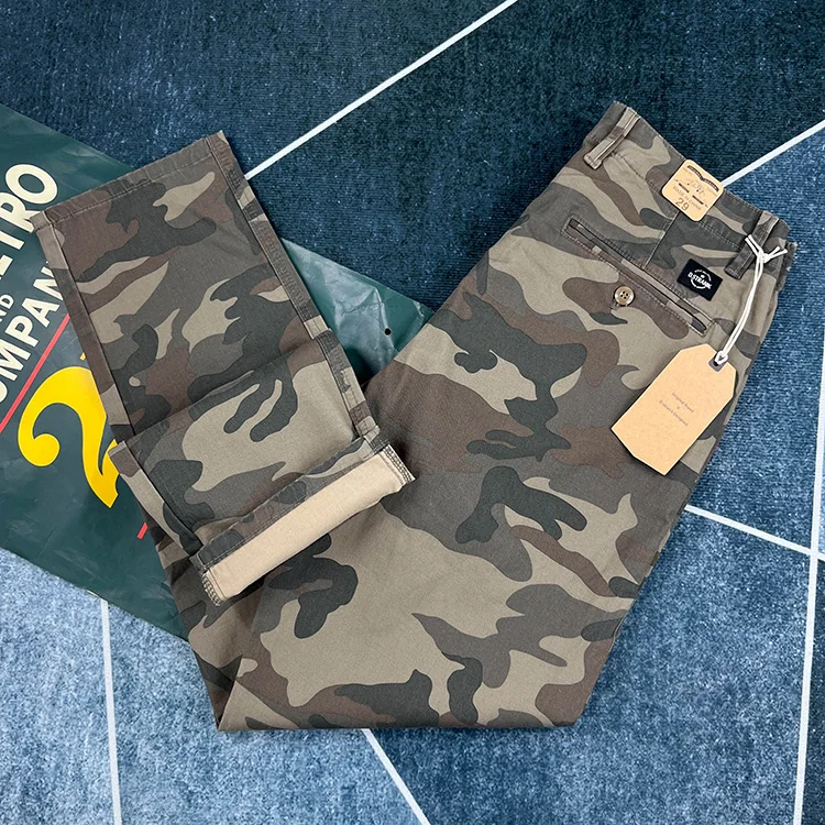 100% cotton Camouflage Pants for Men Spring American Vintage Workwear Trousers Casual Straight Amekaji Youth Male Streetwear