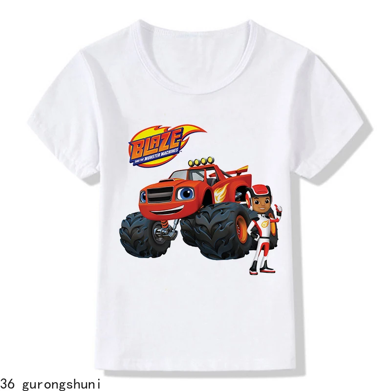 

2024 New Hot Tees Top Short Sleeve Tshirt Blaze and The Monster Machines Childrens Clothes Boy Impostor Blaze Game Anime