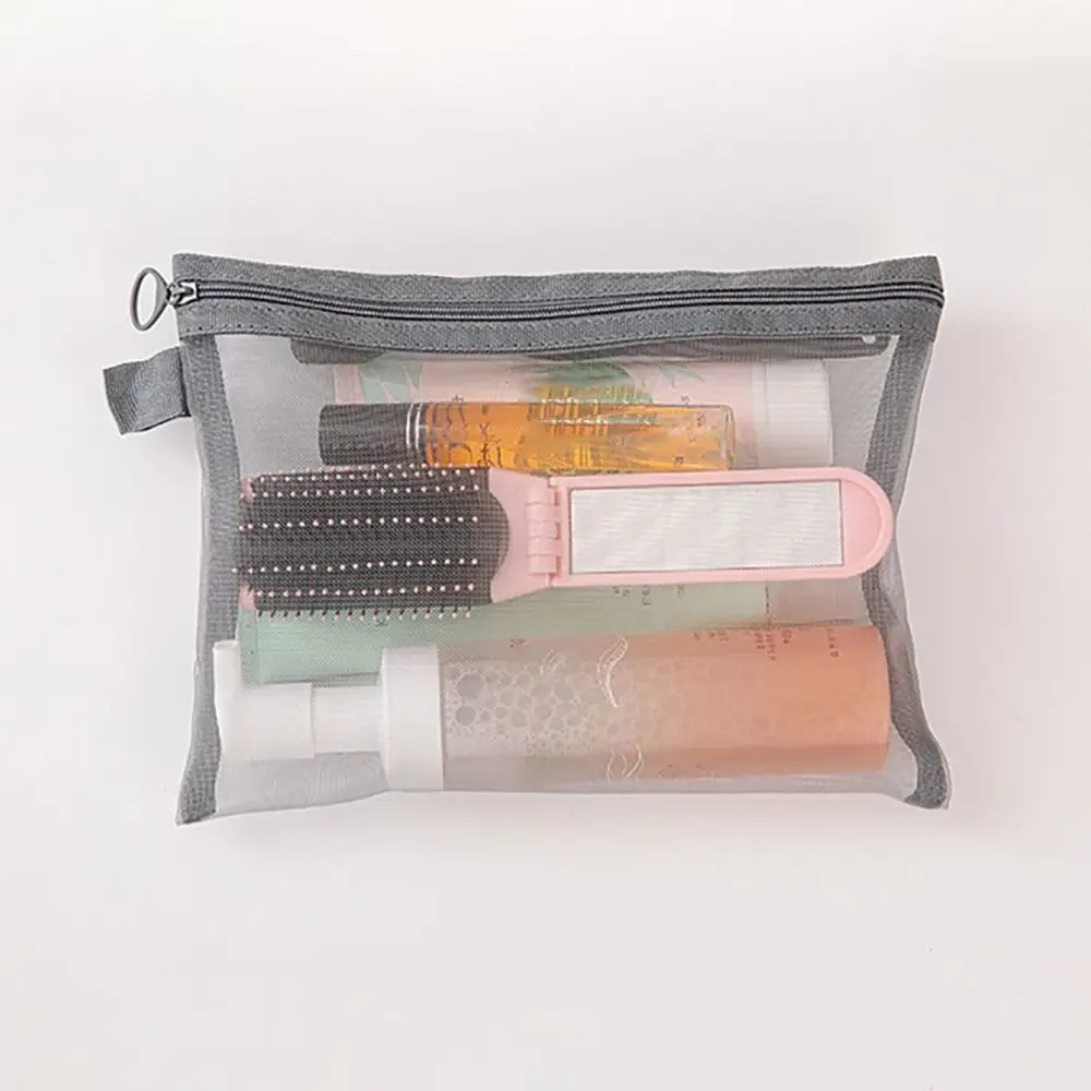 

Makeup Storage Transparent Cosmetic Bag With Zipper Mesh Mesh Pouch Toiletry Wash Bags Travel