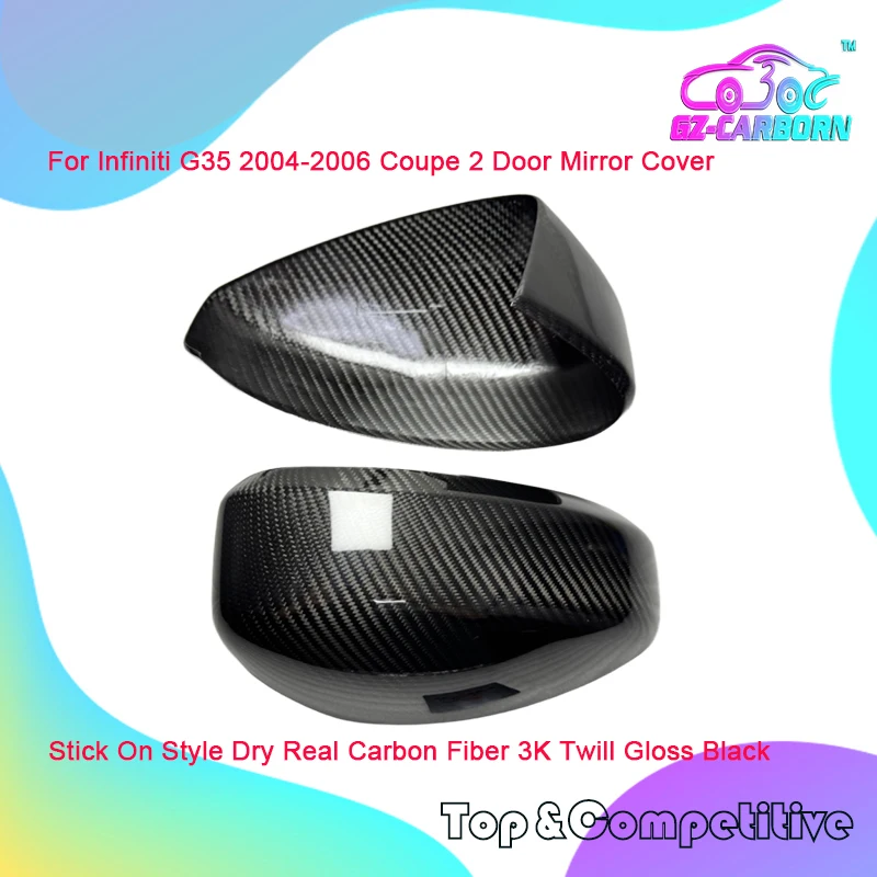 

Наклейка на тип для Infiniti G35 04-06 Корпус зеркала Coupe 3K Twill/Honeycom Углеродное волокно Задний вид Боковая 2-дверная крышка бокового зеркала