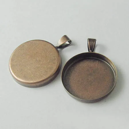 300pcs Silver Plated Round Deep Wall Cups with a Bail Pendant Cabochon Base Setting fits for 20mm 25mm Cameo Jewelry Findings