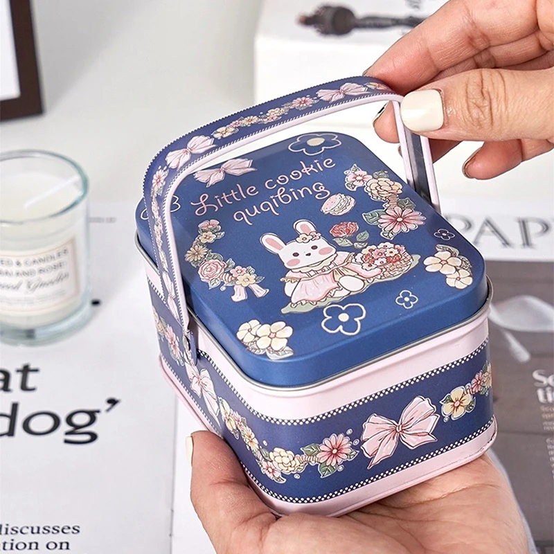 Hot Sale 1Pc Vintage Small Suitcase Storage Tin Metal Candy Box Gift Box Cookie Gift Box Sundries Organizer Storage Cans