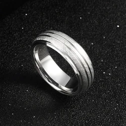 Rings for Men 8mm Classic Matte Wire Drawing Process  Gift Jewelry, Carved