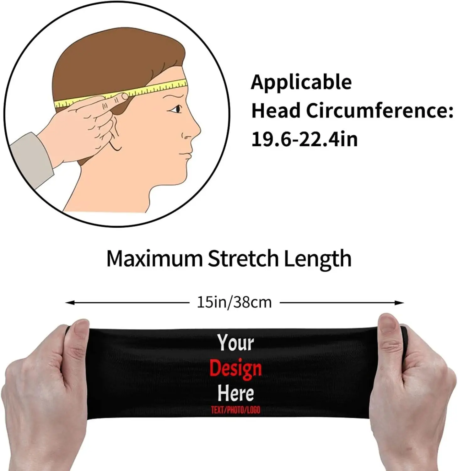 Custom Sweatbands for Men Women Design Your Own Personalized Text Name Image Photo Sports Headbands