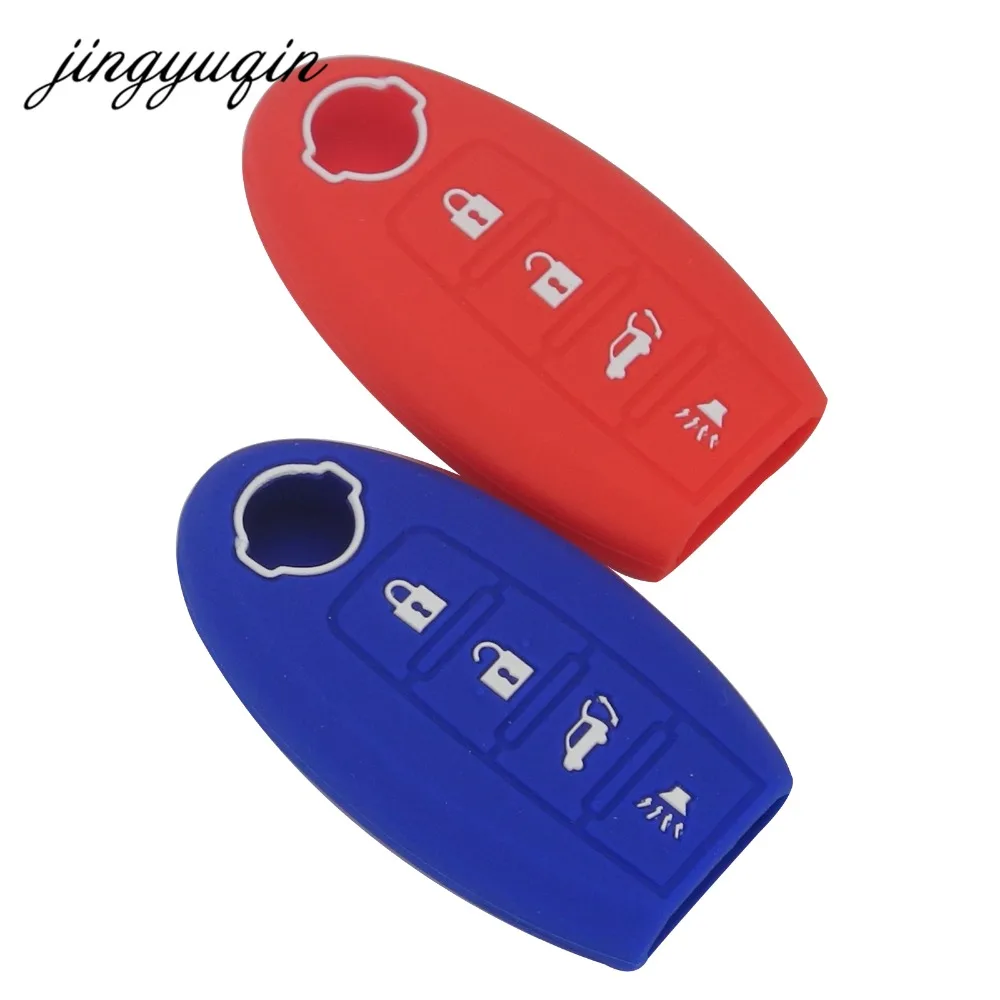 jingyuqin 30pcs/lot Silicone Key fob Cover Case for Nissan Qashqai Juke X-Trail Note Almera Altima Serena Remote Keyless 4BTN