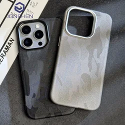 Luxury Wireless Charge Camouflage For iPhone 15 16 14 13 12 Pro Max 16pro Case Magnetic For MagSafe Shockproof Armor Back Cover