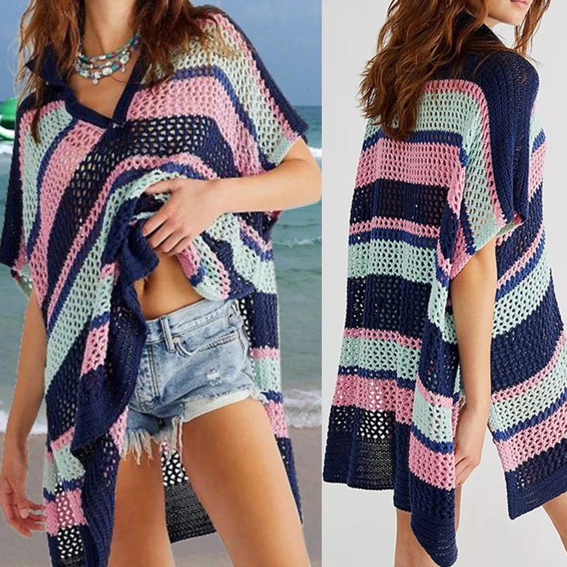 Gonna lunga da spiaggia cava pullover maglione lavorato a maglia stile europeo americano