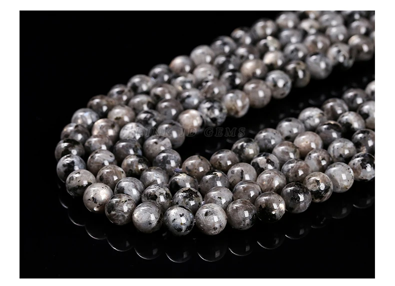 Natürlicher Labradoritstein, schwarze Spektrolit-Perlen, runde lose Zwischenperlen für die Schmuckherstellung, DIY-Halskette, Armband-Zubehör – Detail 9