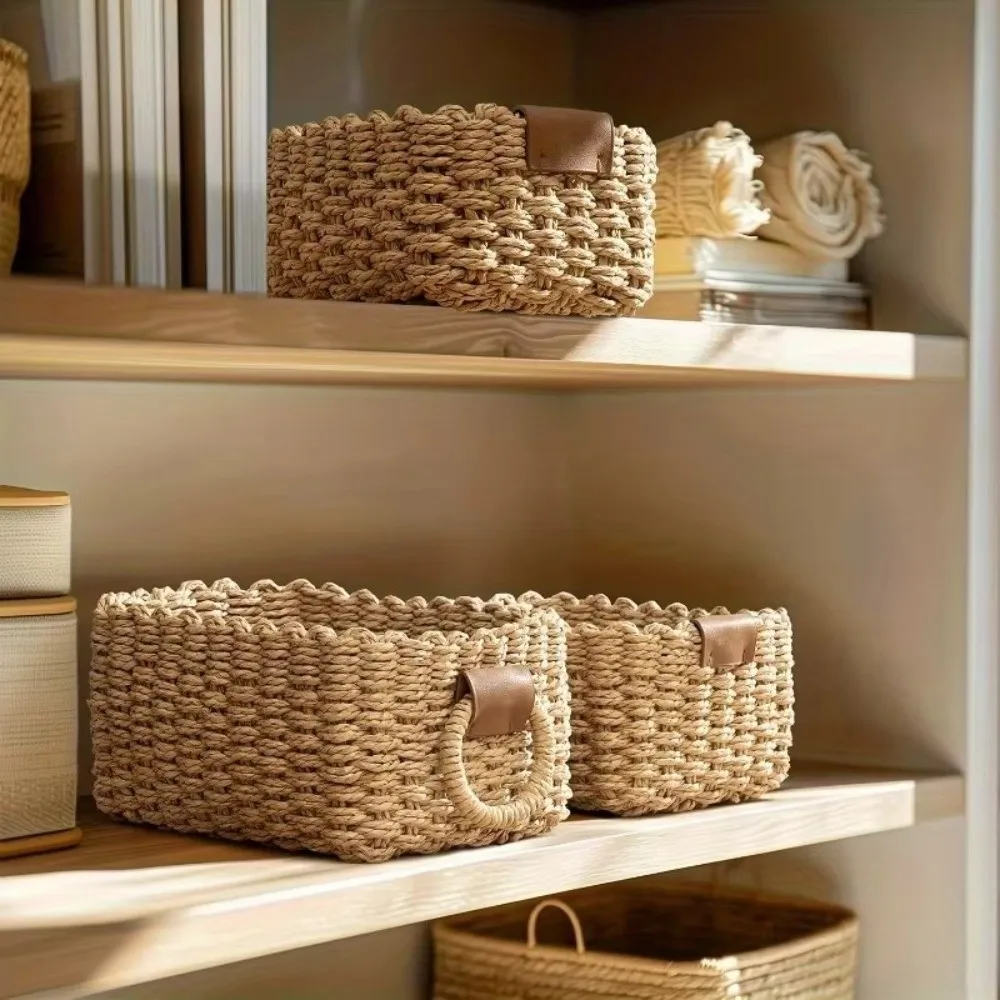 Woven Cosmetics Storage Basket Handmade Decorative Snacks Storage Containers Simple Multi-functional Storage Bins