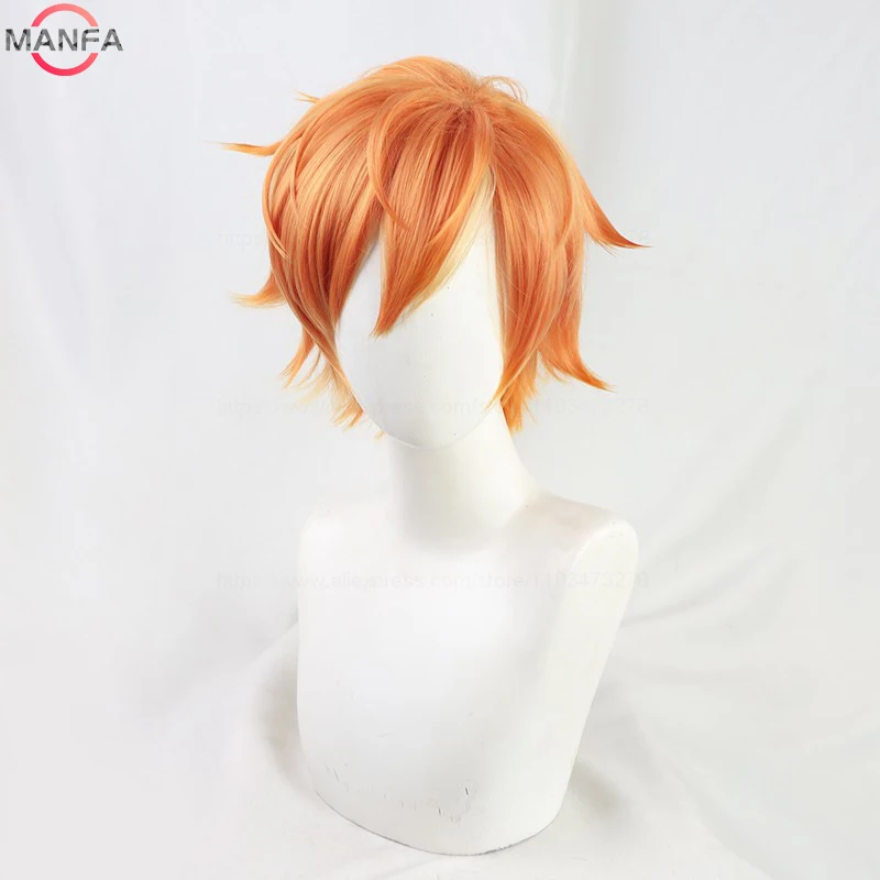 Anime Vivid BAD SQUAD Shinonome Akito Cosplay Wig Short Orange Wigs Heat Resistant Synthetic Hair Halloween Unisex Wig + Wig Cap image 4