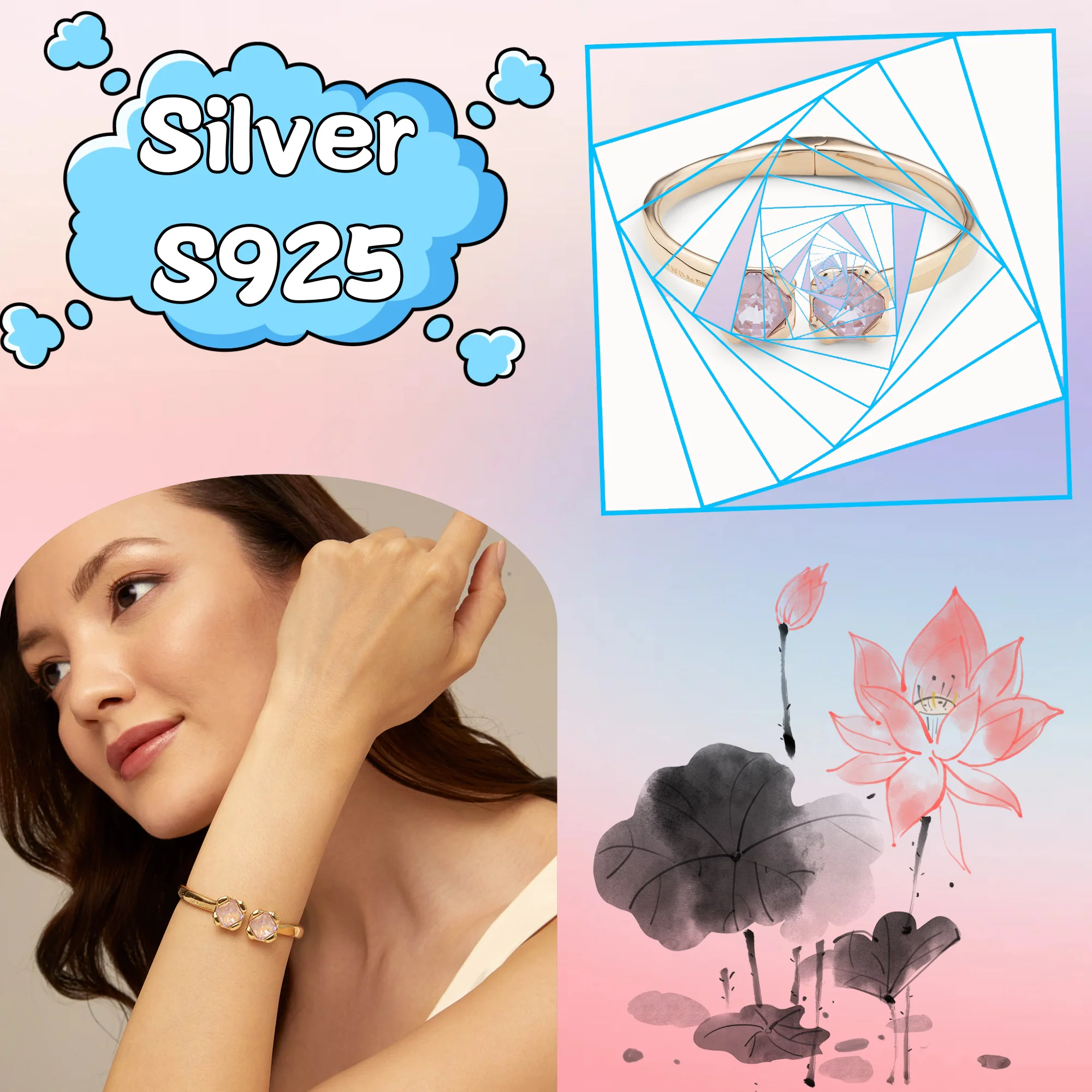 

Двойной круглый синий розовый браслет с цирконом NO 50, чистое серебро S925, испанские женские украшения, подарок для подруги, роскошный подарок для ношения