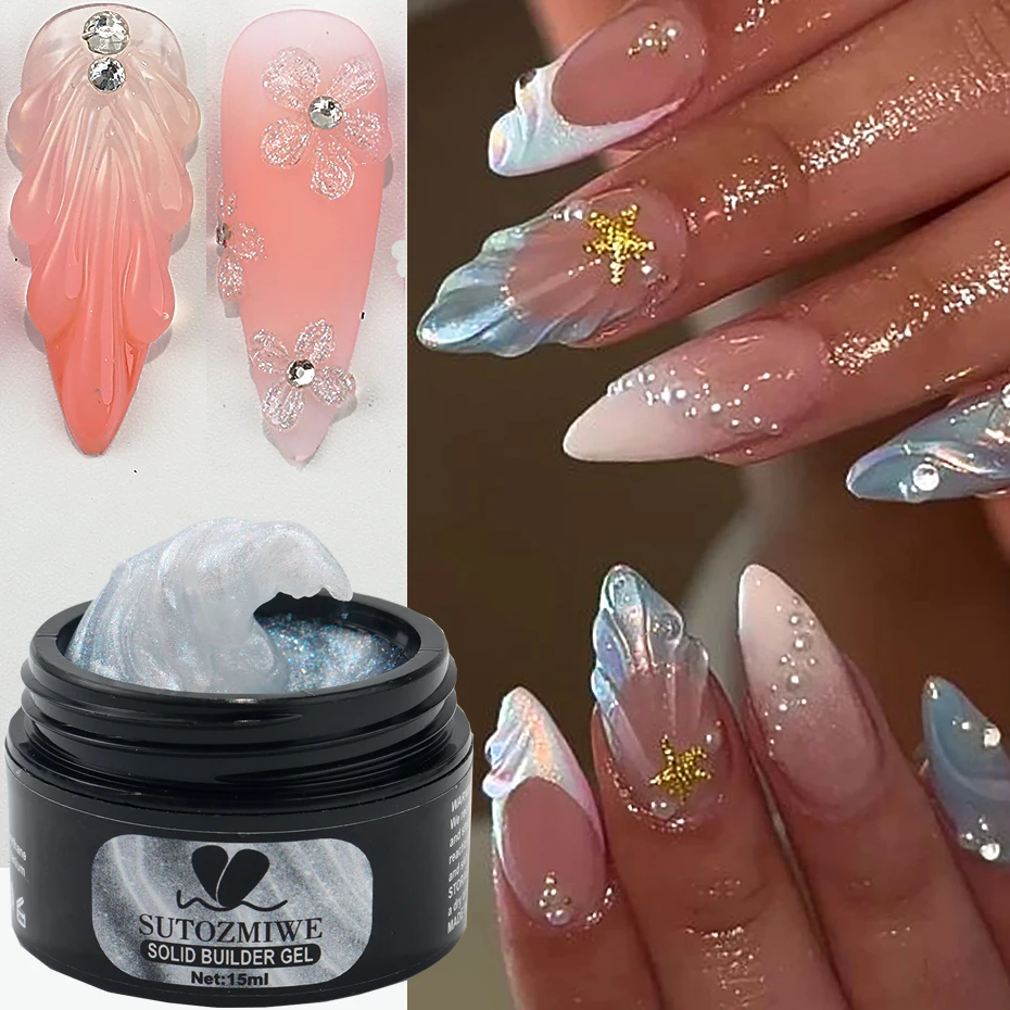 Pink Solid Builder Gel For Nails Hard Gel Extension Builder Nail Gel,Non-Sticky 3D Sculpture Shaping Carving Flower Nail Polish