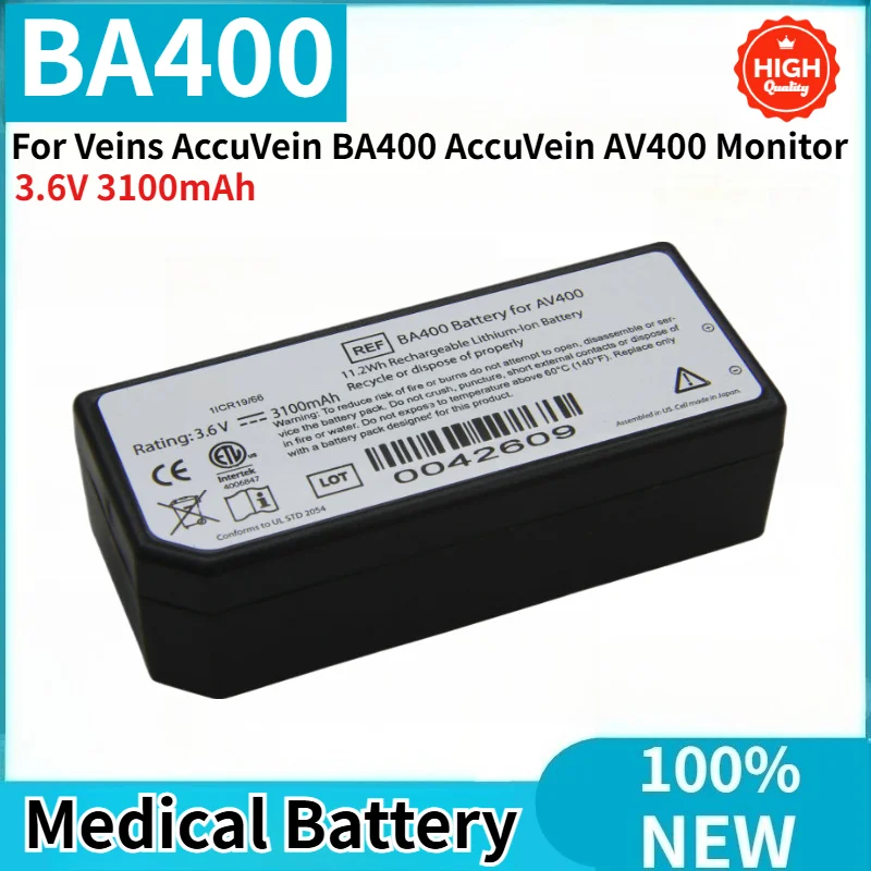 

BA400 High Quality Battery 3.6V 3100mAh For Veins AccuVein BA400 AccuVein AV400 Monitor Brand New Replacement Battery