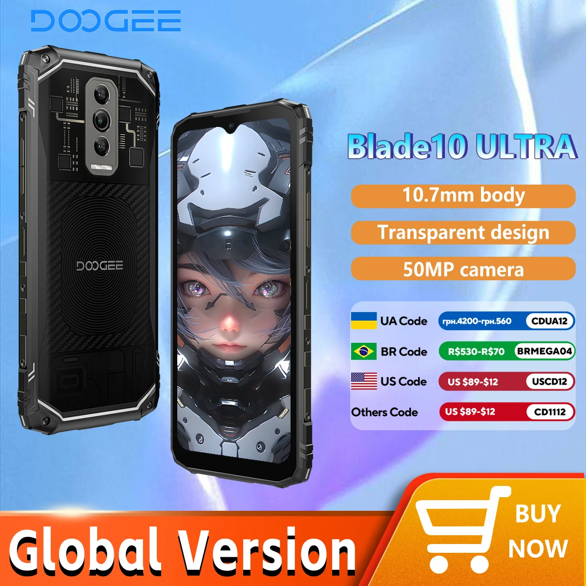 DOOGEE Blade 10 tlphone Ultra robuste 20GB + 256GB 50MP camra 6.56 ''affichage 5150mAh NFC Android 14 Smartphone