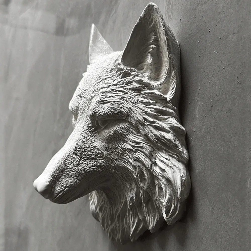 Animal Wolf Head Mold Lion Head Owl Wall Decoration Plaster Sculpture Resin Silicone Concrete Wall Tile Mold DIY Home Decoration