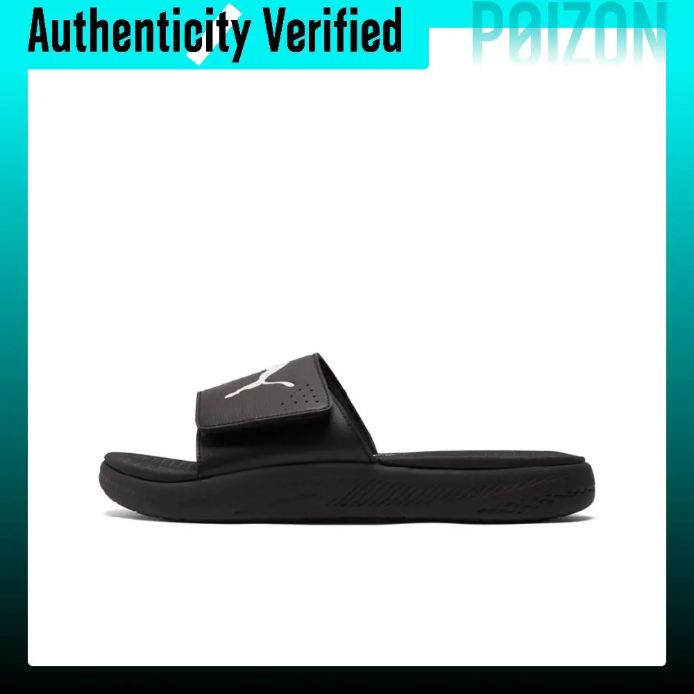 PUMA Odor-Resistant Abrasion-Resistant Slide Slippers Men's Black White 382112-01