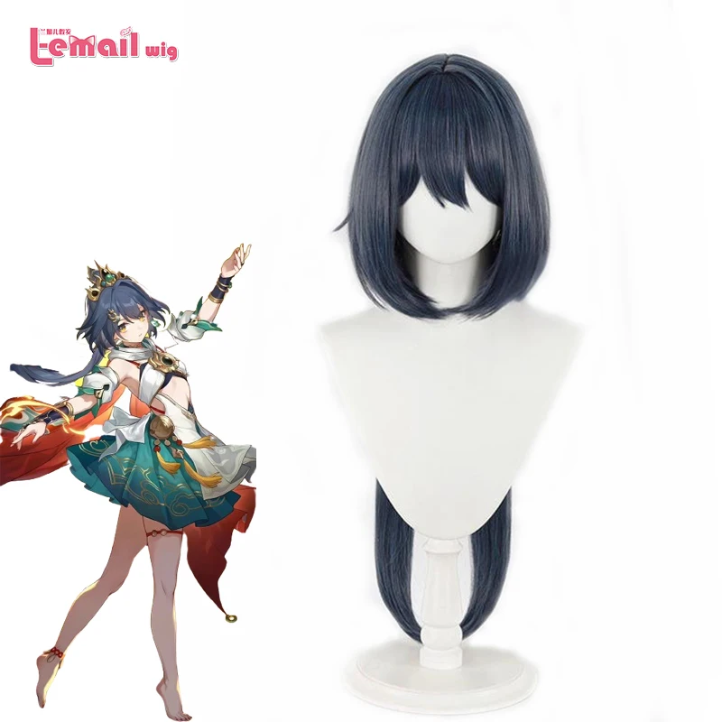 L-email wig Synthetic Hair Game Honkai Star Rail Yunli Cosplay Wig 80cm Long Gray Blue Color Cosplay Wigs Heat Resistant Wig