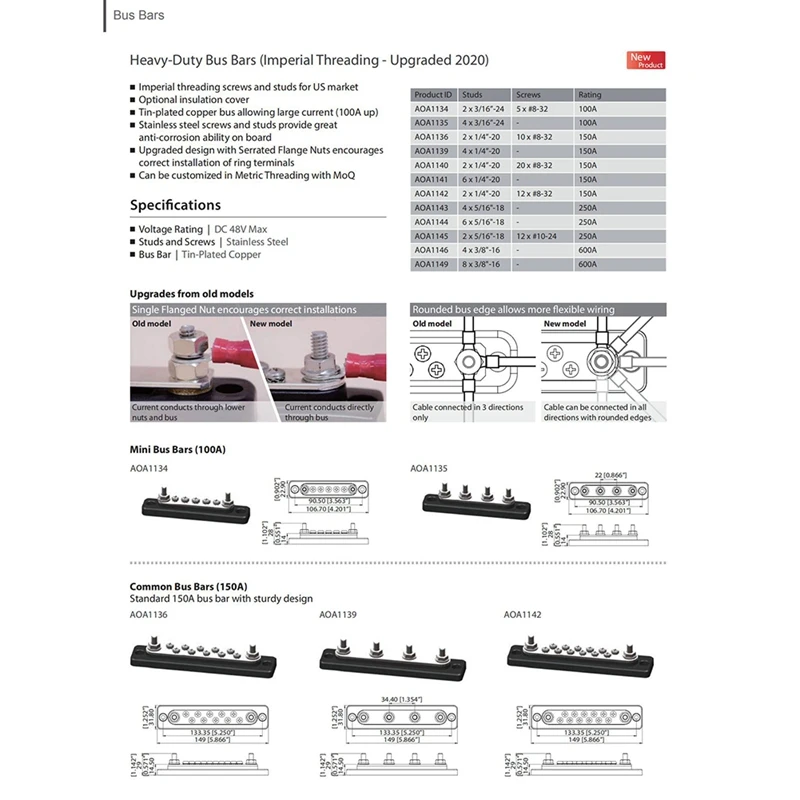 4 Terminals 150A Heavy Duty Bus Bar Power Distribution Block Car Auto Truck Busbar Terminal Block For Yacht Ship