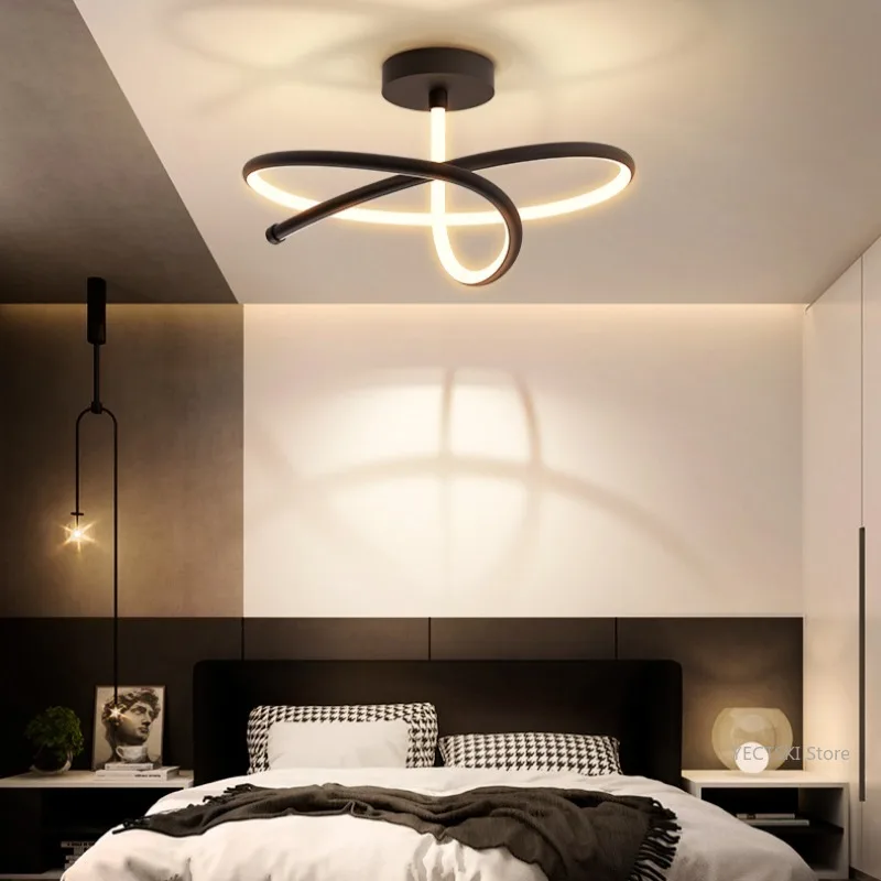 Moderne Minimalistische Slaapkamer Plafondlamp, Nordic Art Lijnen, Gepersonaliseerde Led Studie Balkon Verlichtingsarmaturen