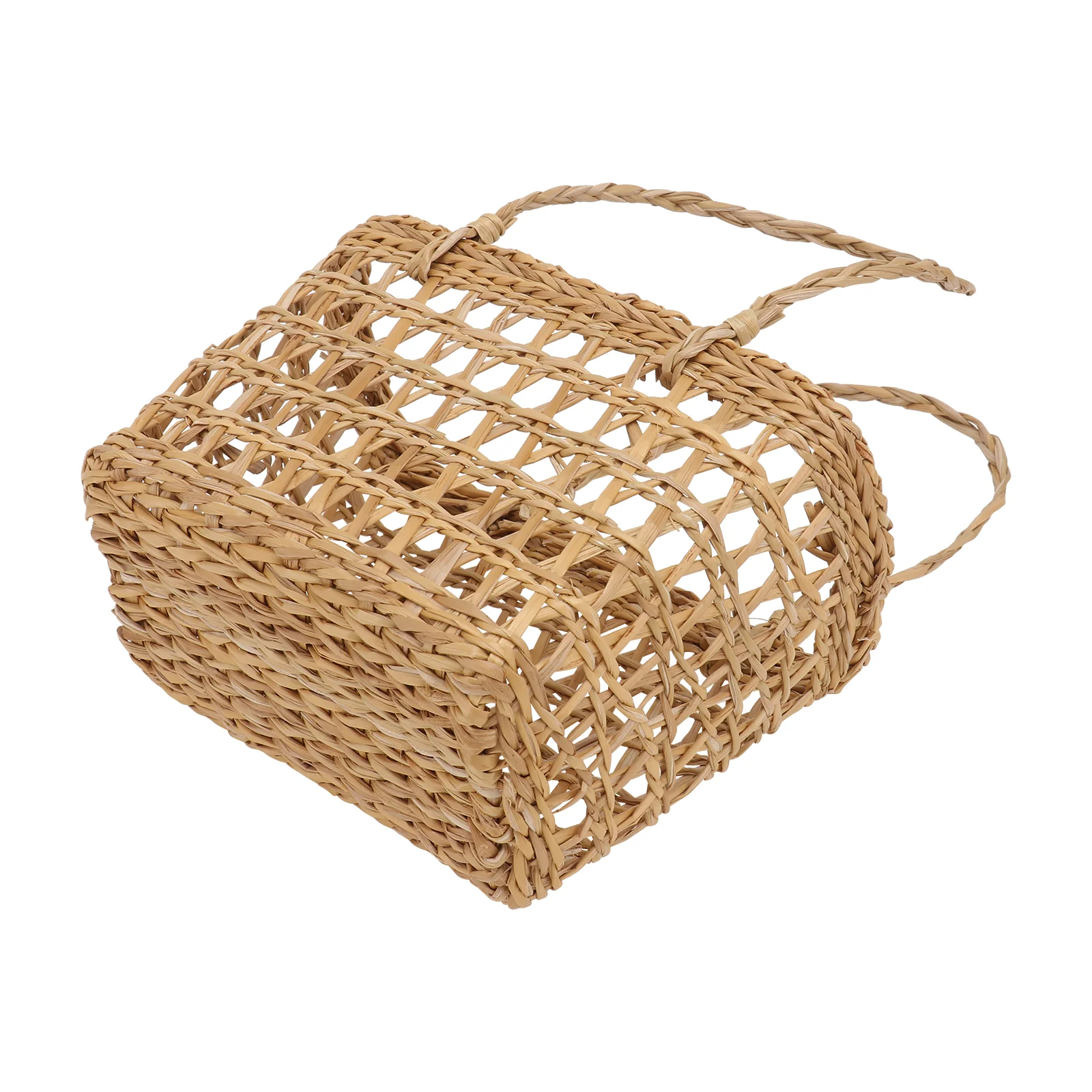 

2 Pcs Straw Small Flower Basket Woven Baskets Portable Rattan Storage Home Decor Craft H made Natural Durability Practical