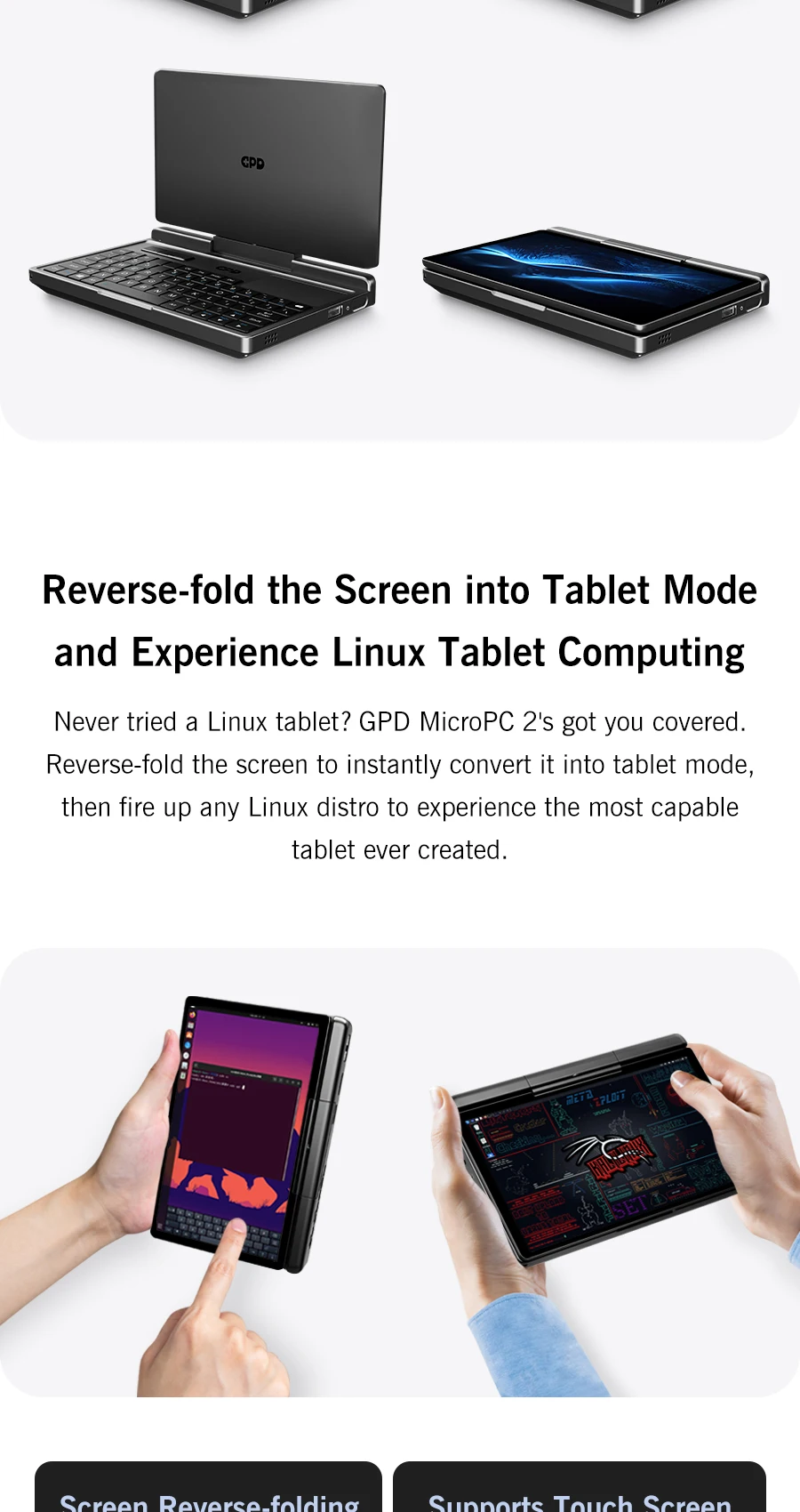 GPD Micro PC 2 Mini Industrial Laptop 7 Inch 1920x1080 Intel N250 16GB DDR5 512GB M.2 SSD Windows11 Portable Industry Notebook