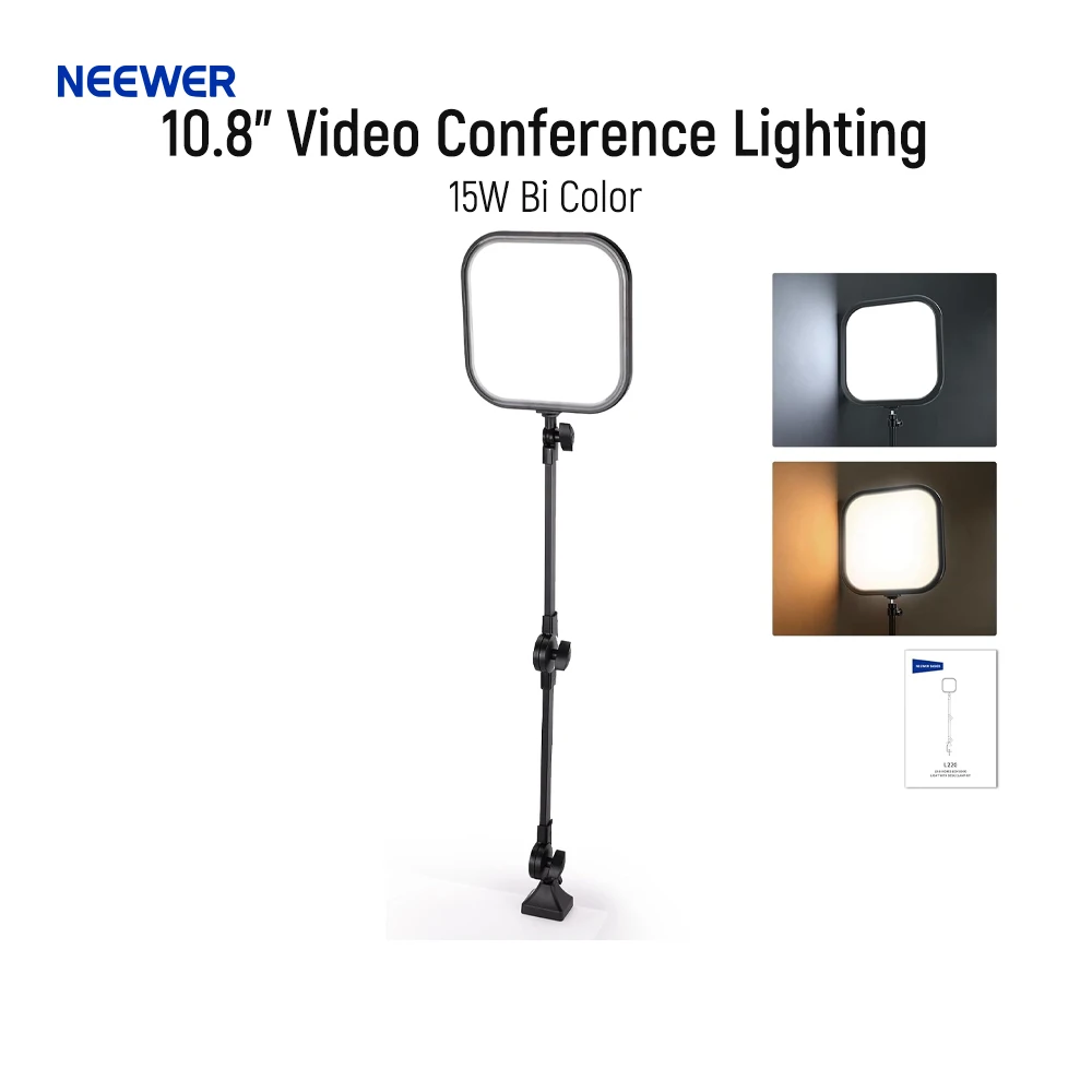 Iluminación para Videoconferencias NEEWER Basics de 10.8 Pulgadas con Soporte de Escritorio, Luz de Transmisión Regulable de Pantalla Completa con Iluminación de Borde Bicolor de 15W