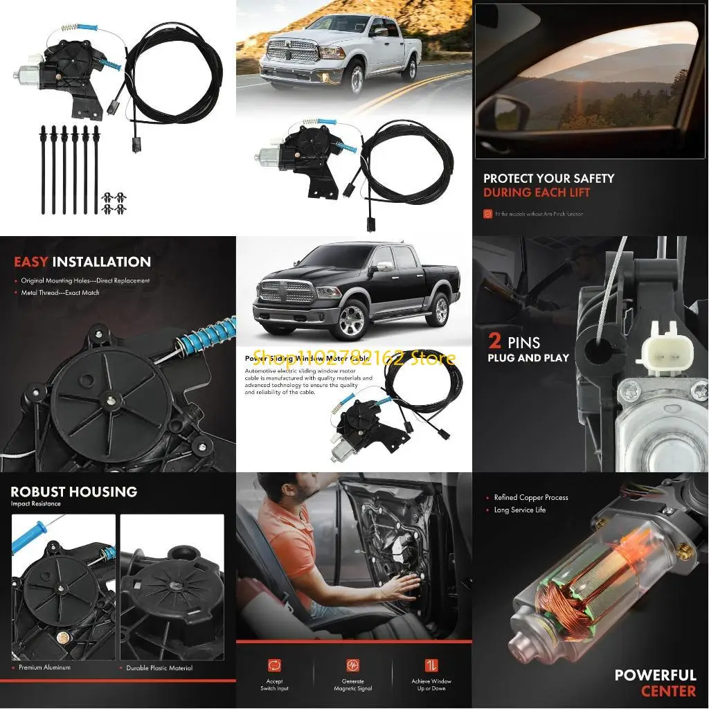 

547B 68054772AB Rear Electric Power Sliding Window Motor Cable Replacement Compatible for 1500 2500 3500 4500 5500 2009-2014