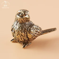 Small Sparrow Statue Metal Brass Tea Pet Table Ornament Home Decoration Accessories Retro Bird Animal Figurines Miniatures Craft