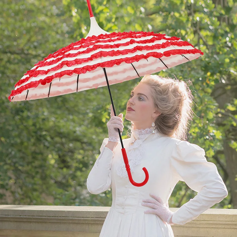 Koronkowa koronka parasol Pagoda, parasol ślubny, obręcz ciasta, elegancki parasol fotograficzny, pałac czerwony, 16K