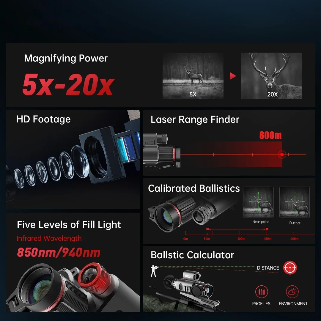 

Gold Seller Outdoor Hunting Digital Monocular Night Vision Scope Hunting Sights Night Vision with Ranger Finder