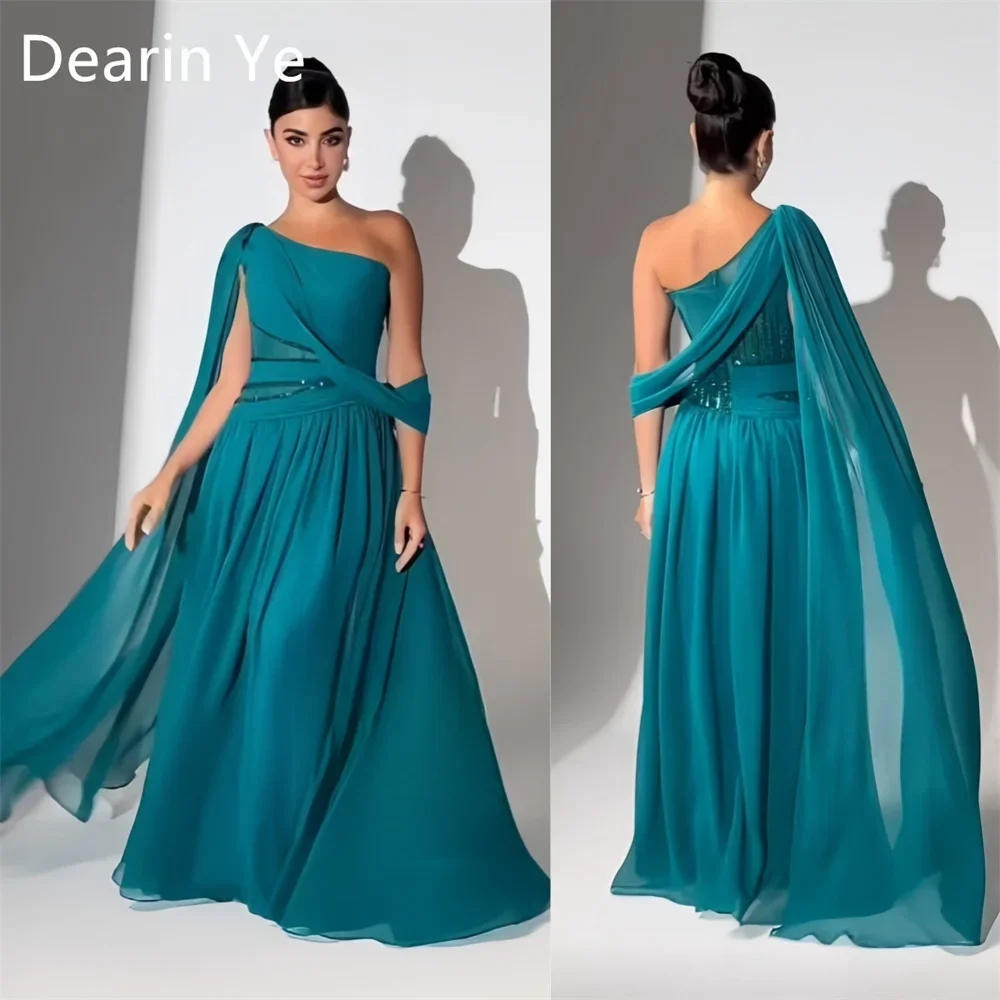 

Customized Saudi Arabia Dearin One Shoulder A-line Floor Length Skirts Layered Draped Tulle Bespoke Occasion Dresses Evening Dre