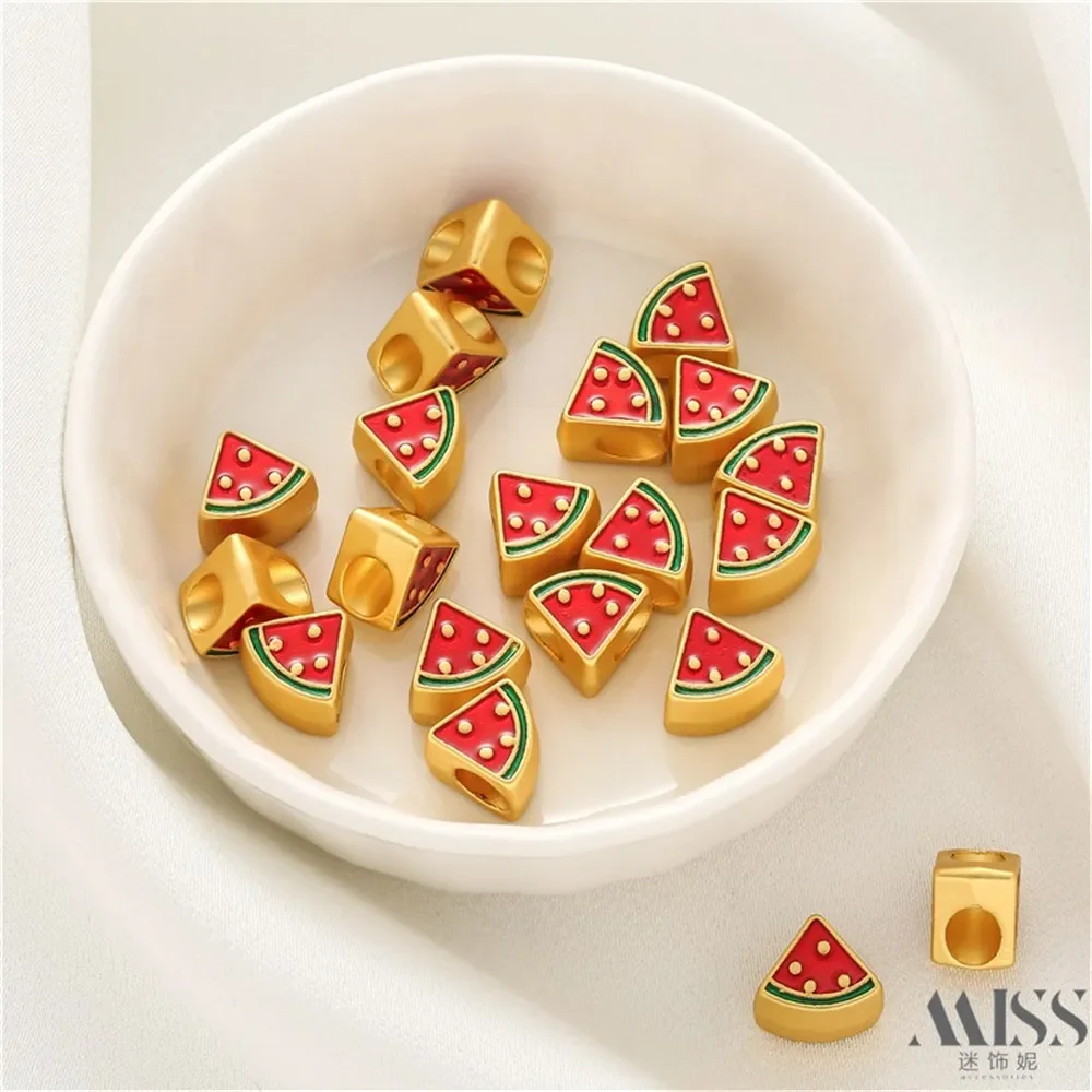 

Vietnamese Sand Gold Dripping Oil Watermelon Block Bead Diy Handmade Loose Bead Bracelet Necklace Bracelet Jewelry Accessories