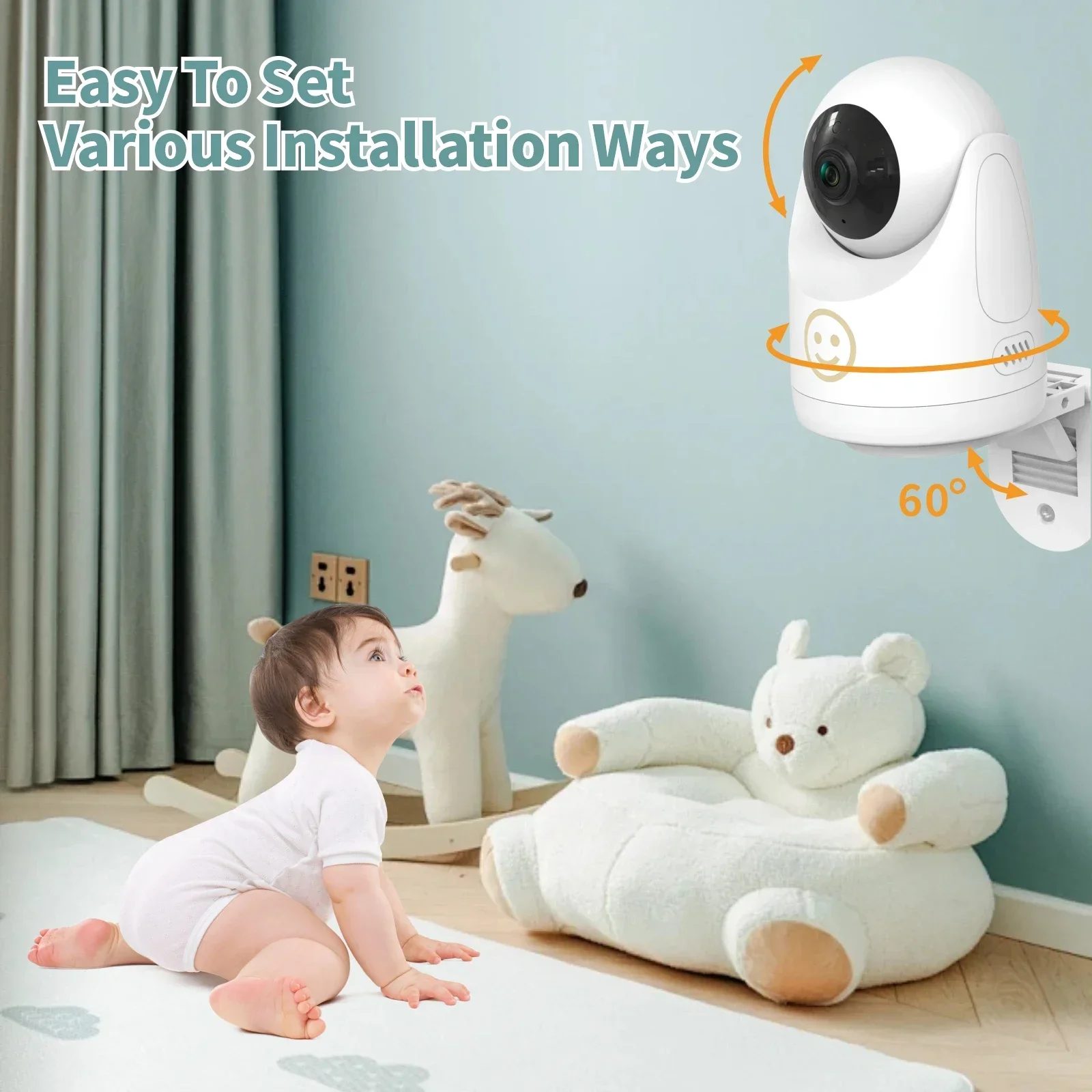 GP5200 Baby Monitor New Wireless 5 Inch 1080P HD Multi-Function Monitor Audio and Video Child Safety Monitor Night Vision