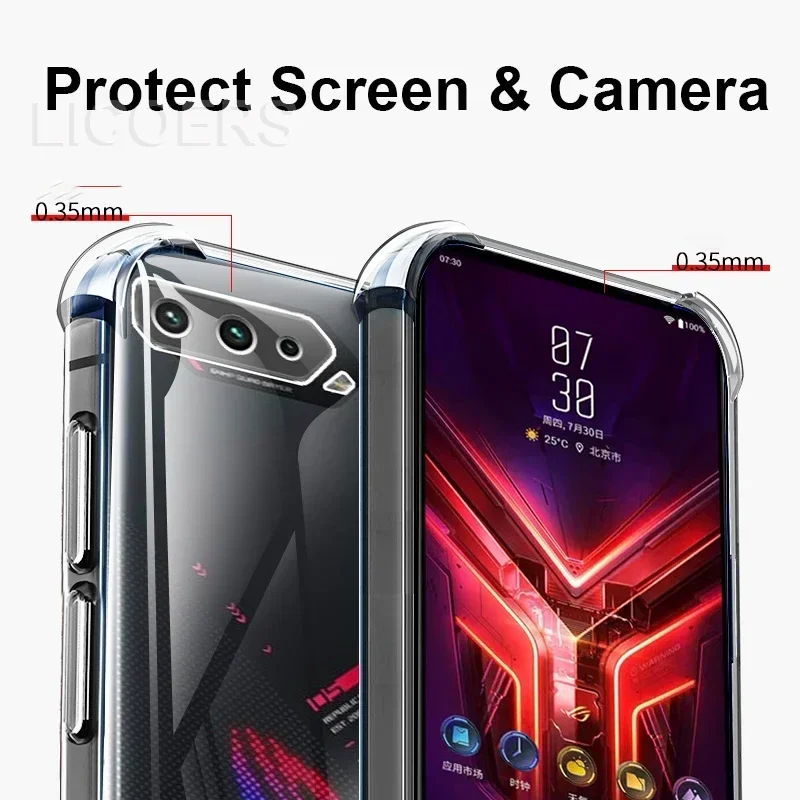 Shockproof Air-bag Case for Asus ROG Phone 9 8 7 6 Pro 6 5S 5 Ultimate 3 Cover HD Transparent Soft TPU Gaming Shell Funda Coque